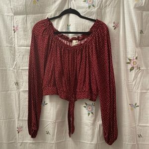 Red Polkadot Off The Shoulder Top